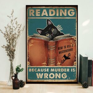 Black Cat Book reading baking because murder is wrong poster 2