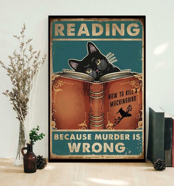 Black Cat Book reading baking because murder is wrong poster