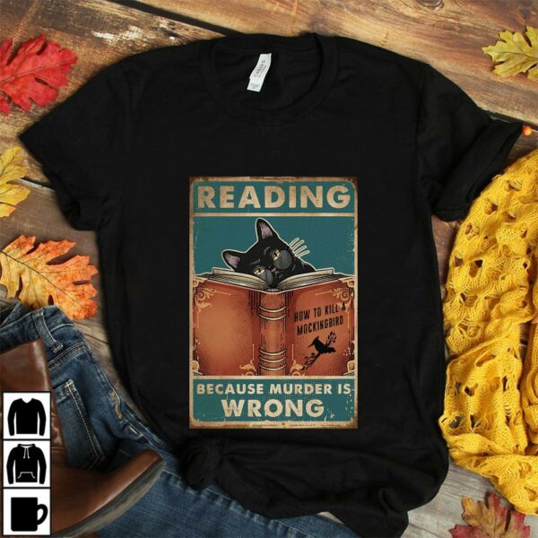 Black Cat Book reading baking because murder is wrong poster