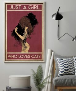 Black Cat Just A Girl Who Loves Cats Vintage Poster Canvas 2