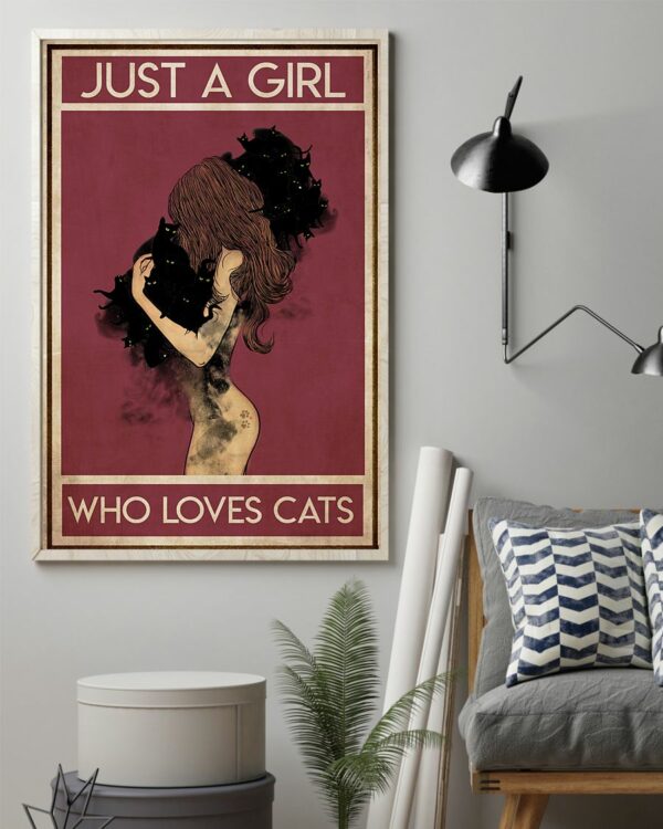 Black Cat Just A Girl Who Loves Cats Vintage Poster, Canvas