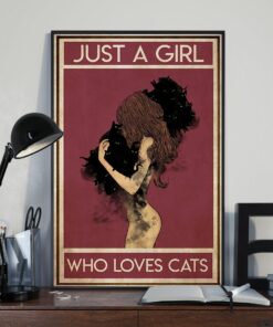 Black Cat Just A Girl Who Loves Cats Vintage Poster Canvas 3