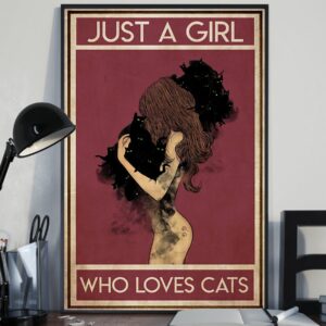 Black Cat Just A Girl Who Loves Cats Vintage Poster Canvas 3