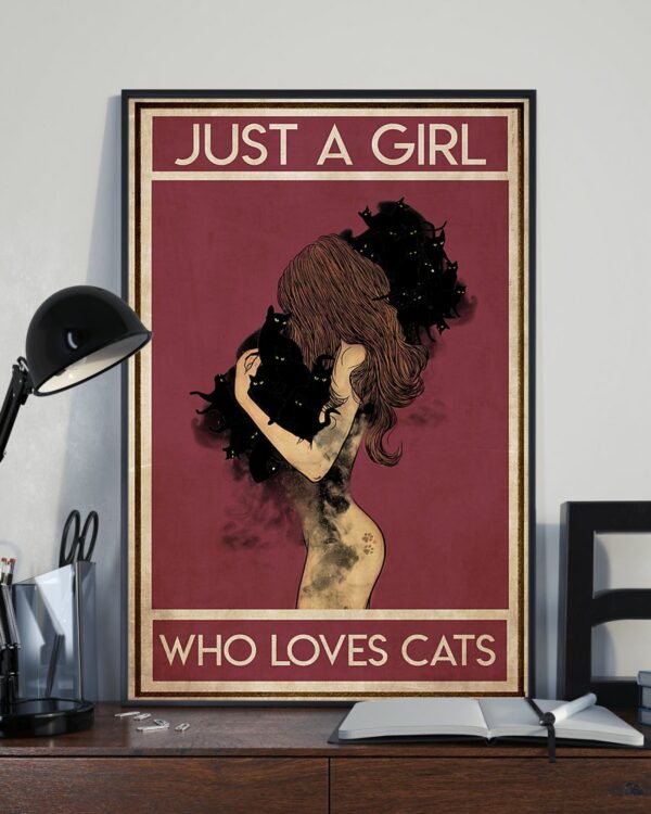 Black Cat Just A Girl Who Loves Cats Vintage Poster, Canvas