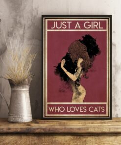 Black Cat Just A Girl Who Loves Cats Vintage Poster Canvas 4