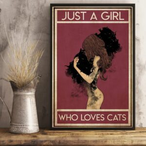 Black Cat Just A Girl Who Loves Cats Vintage Poster Canvas 4