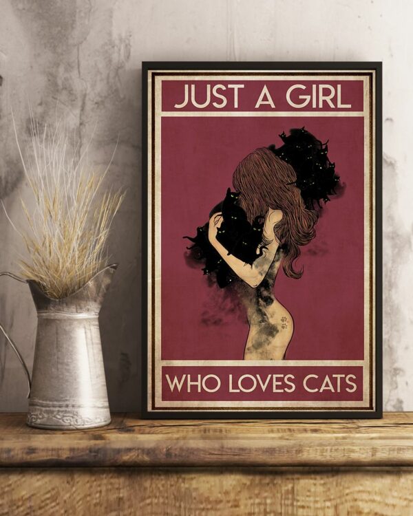 Black Cat Just A Girl Who Loves Cats Vintage Poster, Canvas