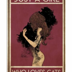 Black Cat Just A Girl Who Loves Cats Vintage Poster Canvas 5