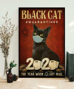 Black Cat Quarantined 2020 poster canvas 1