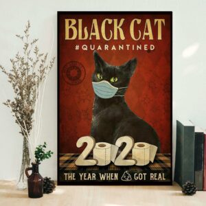 Black Cat Quarantined 2020 poster canvas