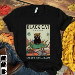 Black Cat garden live life in full bloom poster canvas