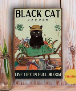 Black Cat garden live life in full bloom poster canvas 2 Black Cat garden live life in full bloom poster canvas 3
