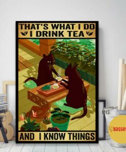 Black Cat thats what I do I drink tea and I know things poster canvas 2