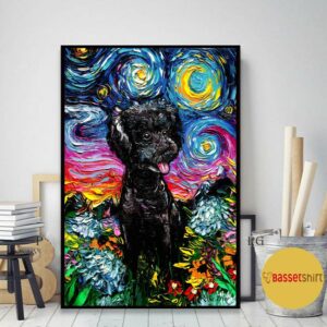 Black Poodle Starry Night poster canvas 1