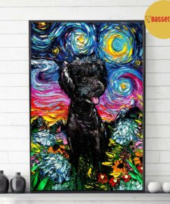 Black Poodle Starry Night poster canvas 1 Black Poodle Starry Night poster canvas 2
