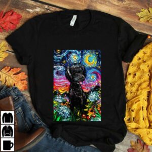 Black Poodle Starry Night poster canvas 3