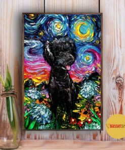 Black Poodle Starry Night poster canvas 3 Black Poodle Starry Night poster canvas 4