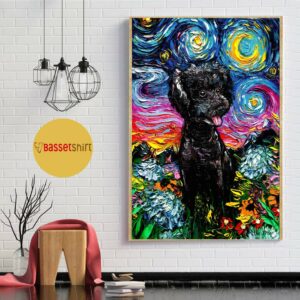 Black Poodle Starry Night poster canvas 5