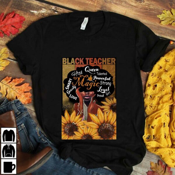 Black Teacher Magic Queen sunflower poster