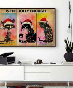 Black cat Christmas is this jolly enough landscape canvas 1