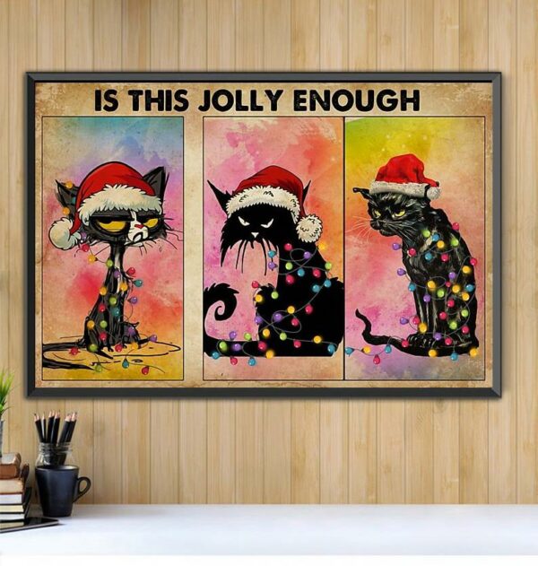 Black cat Christmas is this jolly enough landscape canvas