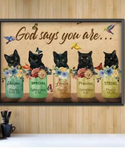 Black cat God says you are horizontal canvas 2