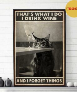 Black cat I drink wine and I forget things poster 3