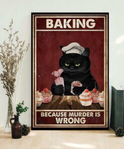Black cat baking because murdering is wrong canvas 1