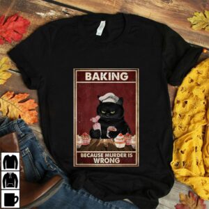 Black cat baking because murdering is wrong canvas