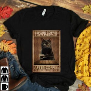 Black cat before coffee I hate everyone poster canvas