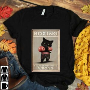 Black cat boxing because murder is wrong vertical poster 2