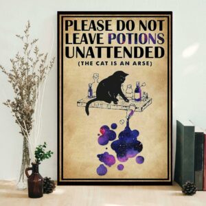 Black cat do not leave potions unattendedposter canvas 1