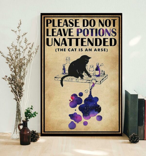 Black cat do not leave potions unattendedposter canvas