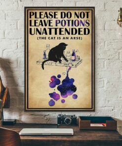 Black cat do not leave potions unattendedposter canvas 3