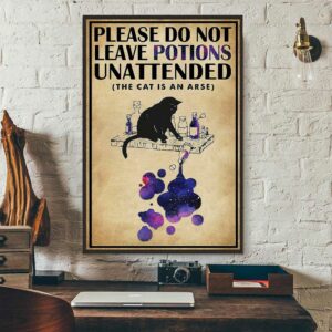 Black cat do not leave potions unattendedposter canvas 3