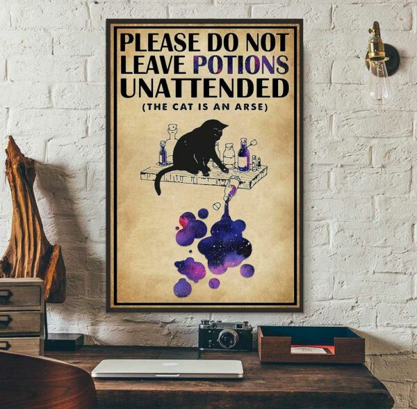 Black cat do not leave potions unattendedposter canvas