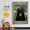 Black cat easily distracted by music and wine poster