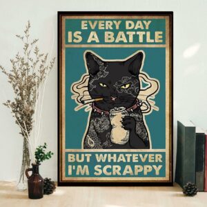 Black cat every day is a battle poster