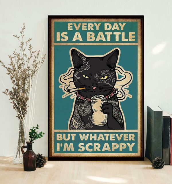 Black cat every day is a battle poster