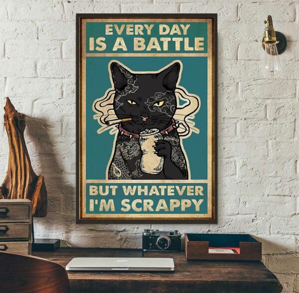 Black cat every day is a battle poster