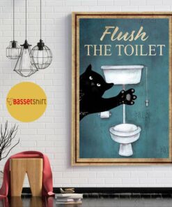 Black cat flush the toilet poster 1