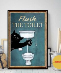 Black cat flush the toilet poster 2