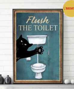Black cat flush the toilet poster 3