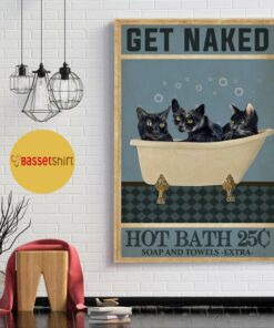 Black cat get naked hot bath 25C poster 1