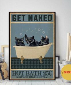 Black cat get naked hot bath 25C poster 2