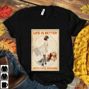 Black cat life is better with cats around poster canvas 2