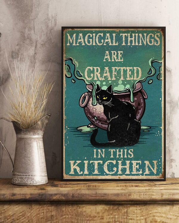 Black cat magical things are crafted in this kitchen poster canvas