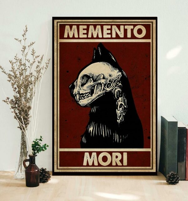 Black cat memento mori poster canvas