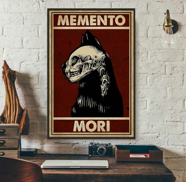 Black cat memento mori poster canvas