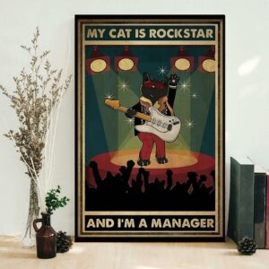 Black cat my cat is rockstar and i’m a manager poster